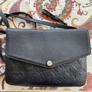 Louis Vuitton twice empreinte small black leather crossbody handbag